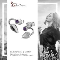 SilberDream Ohrringe Blatt Zirkonia lila 925 Silber SDO531V