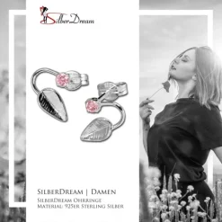 SilberDream Ohrringe Blatt Zirkonia rosa 925 Silber SDO531P