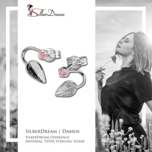 SilberDream Ohrringe Blatt Zirkonia rosa 925 Silber SDO531P