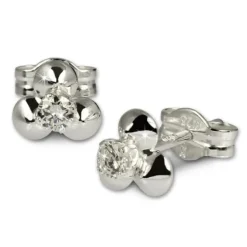 SilberDream Ohrringe Blümchen weiß 925 Silber Ohrstecker SDO530W