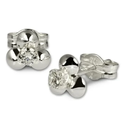 SilberDream Ohrringe Blümchen weiß 925 Silber Ohrstecker SDO530W