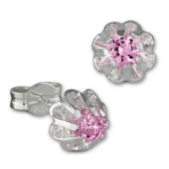 SilberDream Ohrringe Blümchen Zirkonia rosa 925er Ohrstecker SDO5903A