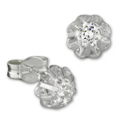 SilberDream Ohrringe Blümchen Zirkonia weiß 925er Ohrstecker SDO5903W
