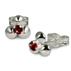 SilberDream Ohrringe Blümchen rot 925 Silber Ohrstecker SDO530R