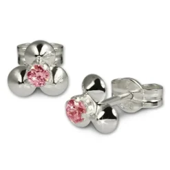 SilberDream Ohrringe Blümchen rosa 925 Silber Ohrstecker SDO530P