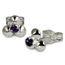 SilberDream Ohrringe Blümchen lila 925 Silber Ohrstecker SDO530V