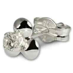 SilberDream Ohrringe Blümchen weiß 925 Silber Ohrstecker SDO530W