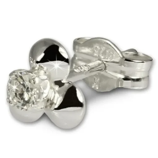 SilberDream Ohrringe Blümchen weiß 925 Silber Ohrstecker SDO530W