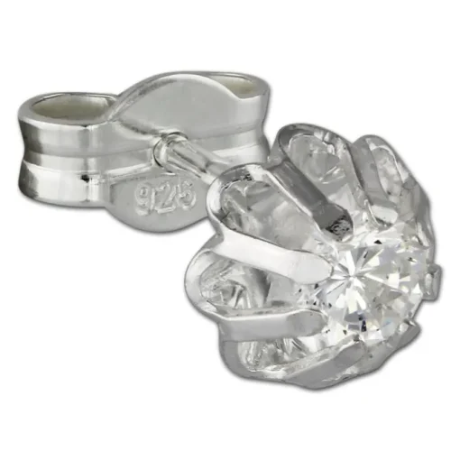 SilberDream Ohrringe Blümchen Zirkonia weiß 925er Ohrstecker SDO5903W
