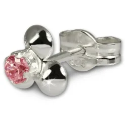 SilberDream Ohrringe Blümchen rosa 925 Silber Ohrstecker SDO530P
