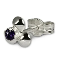 SilberDream Ohrringe Blümchen lila 925 Silber Ohrstecker SDO530V