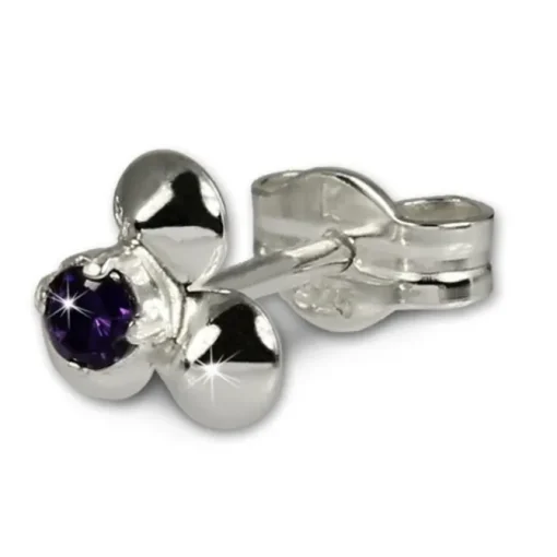 SilberDream Ohrringe Blümchen lila 925 Silber Ohrstecker SDO530V