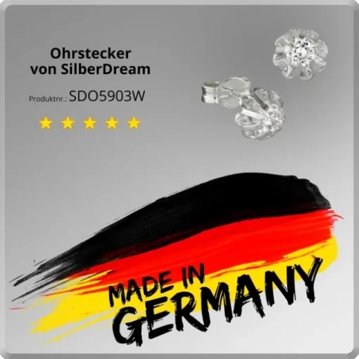 SilberDream Ohrringe Blümchen Zirkonia weiß 925er Ohrstecker SDO5903W