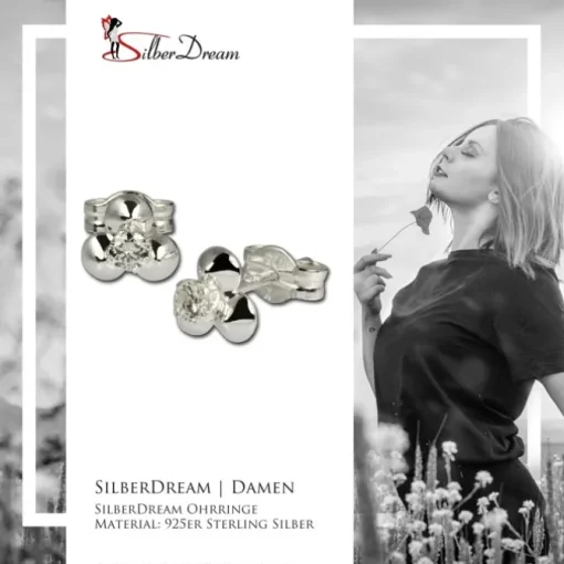 SilberDream Ohrringe Blümchen weiß 925 Silber Ohrstecker SDO530W