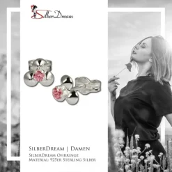 SilberDream Ohrringe Blümchen rosa 925 Silber Ohrstecker SDO530P