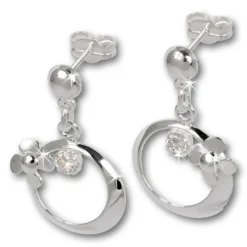 SilberDream Ohrringe Blütenring Zirkonia weiß Ohrstecker 925er SDO547W