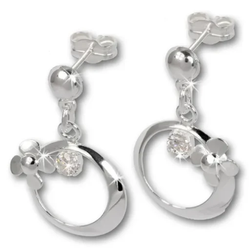 SilberDream Ohrringe Blütenring Zirkonia weiß Ohrstecker 925er SDO547W