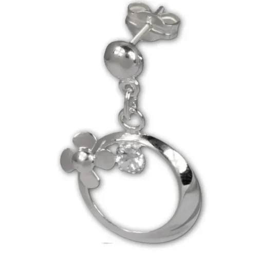 SilberDream Ohrringe Blütenring Zirkonia weiß Ohrstecker 925er SDO547W