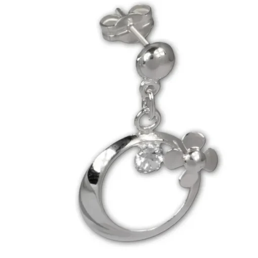 SilberDream Ohrringe Blütenring Zirkonia weiß Ohrstecker 925er SDO547W