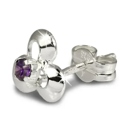 SilberDream Ohrringe Blüte Zirkonia lila 925 Silber Ohrstecker SDO529V