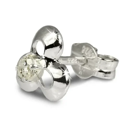 SilberDream Ohrringe Blüte Zirkonia weiß 925 Silber Ohrstecker SDO529W