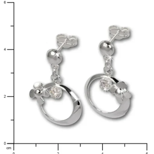 SilberDream Ohrringe Blütenring Zirkonia weiß Ohrstecker 925er SDO547W
