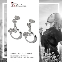 SilberDream Ohrringe Blütenring Zirkonia weiß Ohrstecker 925er SDO547W