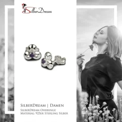 SilberDream Ohrringe Blüte Zirkonia lila 925 Silber Ohrstecker SDO529V