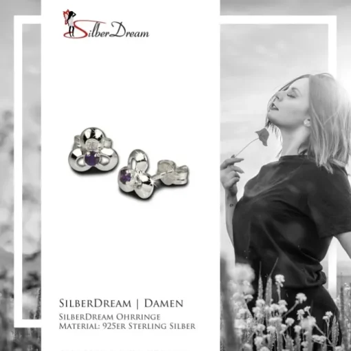 SilberDream Ohrringe Blüte Zirkonia lila 925 Silber Ohrstecker SDO529V