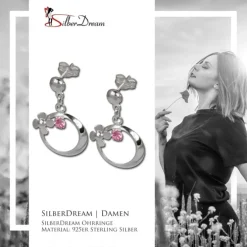 SilberDream Ohrringe Blütenring Zirkonia rosa Ohrstecker 925er SDO547A