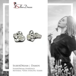 SilberDream Ohrringe Blüte Zirkonia weiß 925 Silber Ohrstecker SDO529W