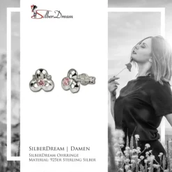 SilberDream Ohrringe Blüte Zirkonia rosa 925 Silber Ohrstecker SDO529P