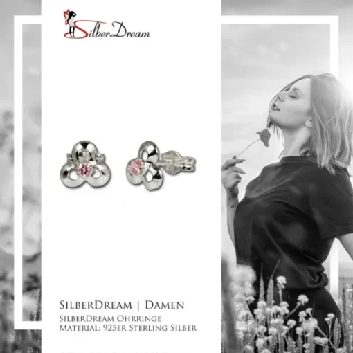 SilberDream Ohrringe Blüte Zirkonia rosa 925 Silber Ohrstecker SDO529P
