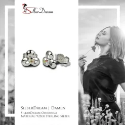 SilberDream Ohrringe Blüte kristall 925 Silber Ohrstecker SDO529F