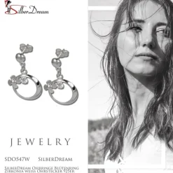 SilberDream Ohrringe Blütenring Zirkonia weiß Ohrstecker 925er SDO547W