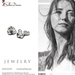 SilberDream Ohrringe Blüte Zirkonia lila 925 Silber Ohrstecker SDO529V