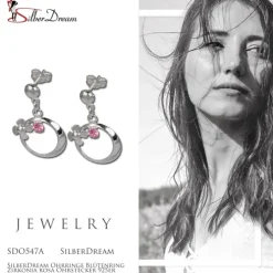 SilberDream Ohrringe Blütenring Zirkonia rosa Ohrstecker 925er SDO547A