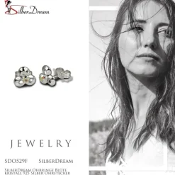 SilberDream Ohrringe Blüte kristall 925 Silber Ohrstecker SDO529F
