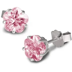 SilberDream Ohrringe Blume 6mm Zirkonia rosa Silber Ohrstecker SDO736A