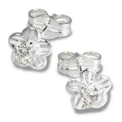 SilberDream Ohrringe Blume Zirkonia weiß 925 Silber Ohrstecker SDO543W