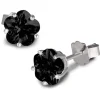 SilberDream Ohrringe Blume 6mm Zirkonia schwarz Silber Ohrstecker SDO736S