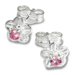 SilberDream Ohrringe Blume Zirkonia rosa 925 Silber Ohrstecker SDO543A