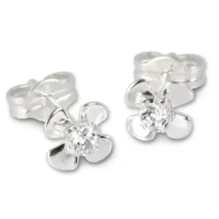 SilberDream Ohrringe Blume weiß 925 Silber Ohrstecker SDO508W