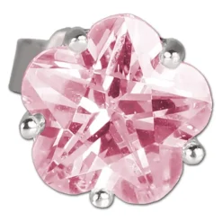 SilberDream Ohrringe Blume 6mm Zirkonia rosa Silber Ohrstecker SDO736A