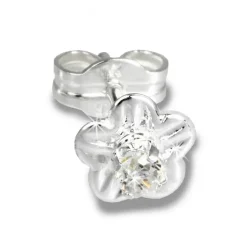 SilberDream Ohrringe Blume Zirkonia weiß 925 Silber Ohrstecker SDO543W