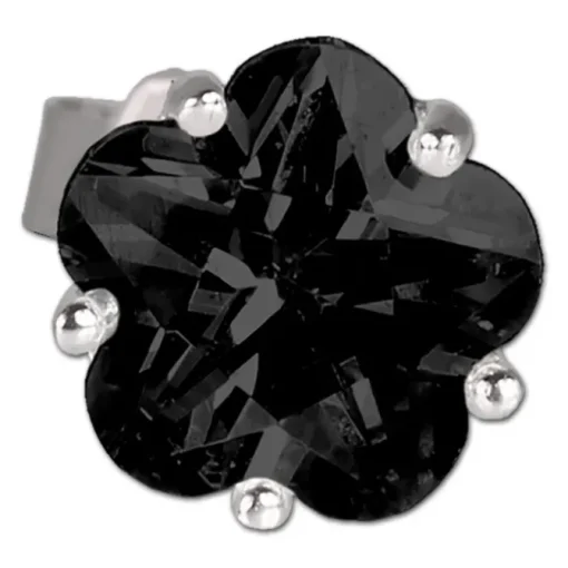 SilberDream Ohrringe Blume 6mm Zirkonia schwarz Silber Ohrstecker SDO736S