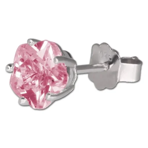 SilberDream Ohrringe Blume 6mm Zirkonia rosa Silber Ohrstecker SDO736A