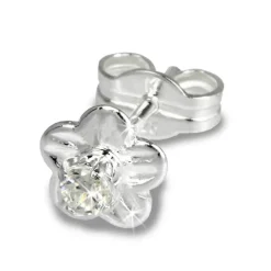 SilberDream Ohrringe Blume Zirkonia weiß 925 Silber Ohrstecker SDO543W