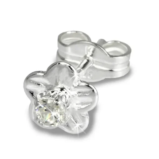 SilberDream Ohrringe Blume Zirkonia weiß 925 Silber Ohrstecker SDO543W
