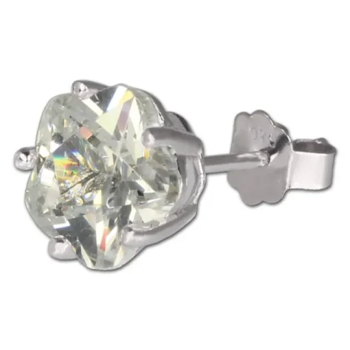 SilberDream Ohrringe Blume Zirkonia weiß 925 Silber Ohrstecker SDO738W